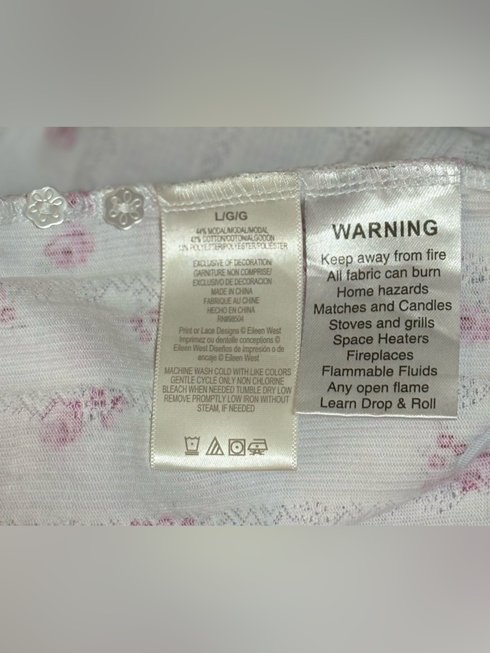 Eileen West Pink Floral Cotton Blend Nightgown Cottagecore Sleep Dress LG - Picture 4 of 4